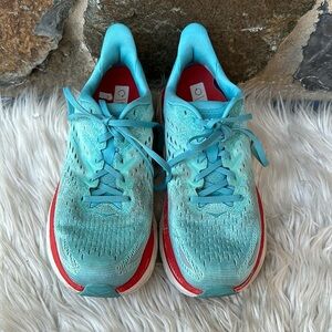 HOKA CLIFTON 8 Aquarelle/ Eggshell Shoes Sneakers- Women 9B